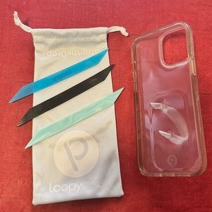 Loopy iPhone 13 Pro Matte Clear Case with 3 extra Loops and Bag